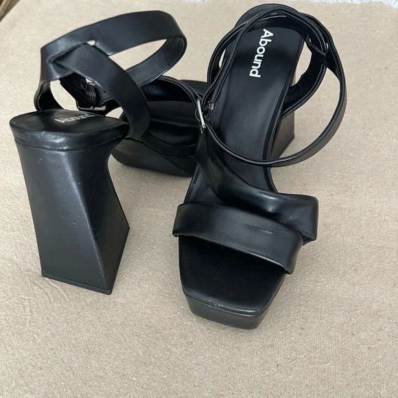 Abound Tracy Black Platform Heeled Sandal Size 8 - Picture 2 of 12
